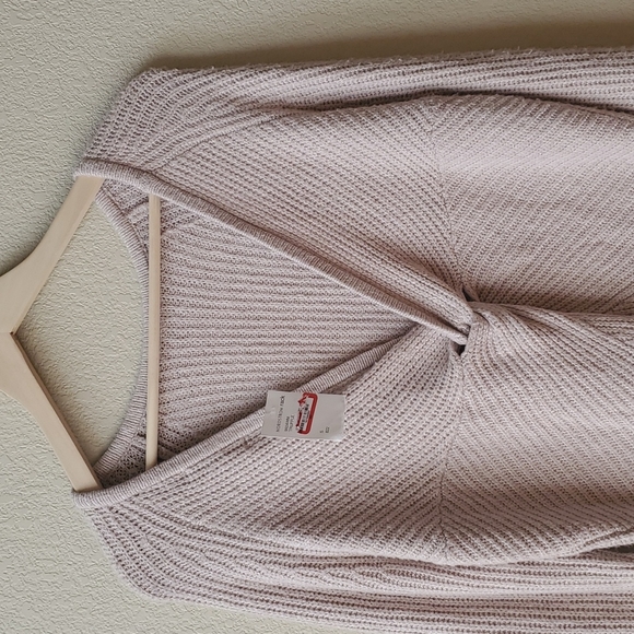 Nordstrom rack Love Tree sexy plunging V back sweater dress neutral taupe beige - Picture 5 of 12